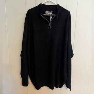 Stacy Adams 1/4 zip soft dressy pull over sweater black‎ size XXXXL NWT